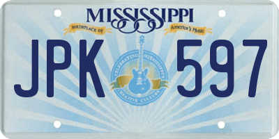 MS license plate JPK597