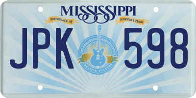 MS license plate JPK598