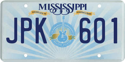 MS license plate JPK601