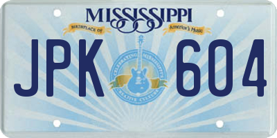 MS license plate JPK604