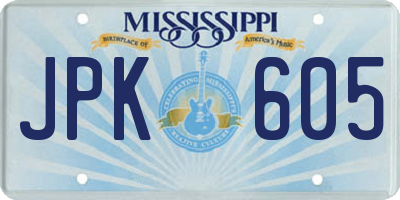 MS license plate JPK605