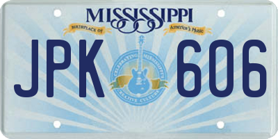 MS license plate JPK606