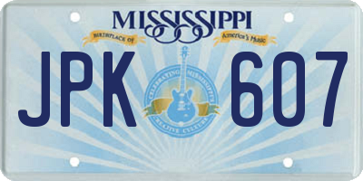 MS license plate JPK607