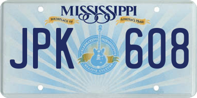 MS license plate JPK608