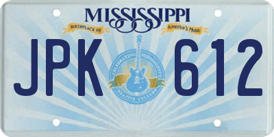 MS license plate JPK612