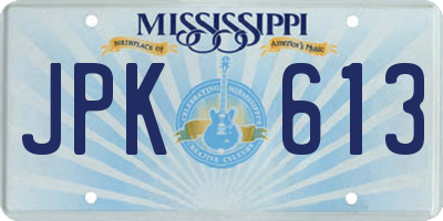 MS license plate JPK613