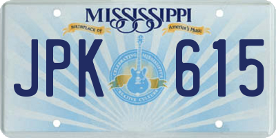 MS license plate JPK615