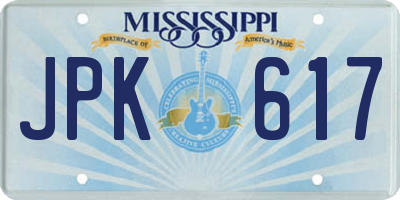 MS license plate JPK617