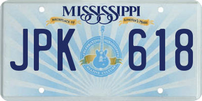 MS license plate JPK618