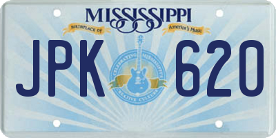MS license plate JPK620
