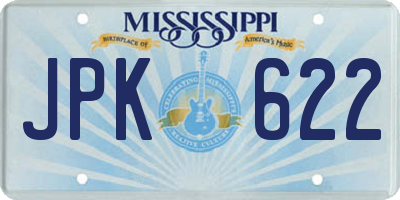 MS license plate JPK622