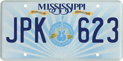 MS license plate JPK623