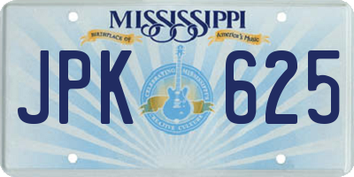 MS license plate JPK625