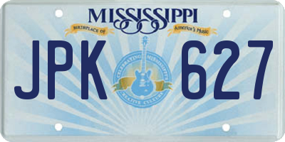 MS license plate JPK627