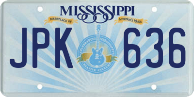MS license plate JPK636