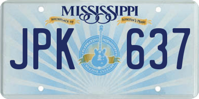 MS license plate JPK637