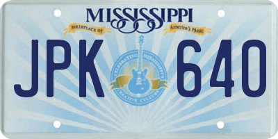 MS license plate JPK640