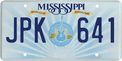 MS license plate JPK641