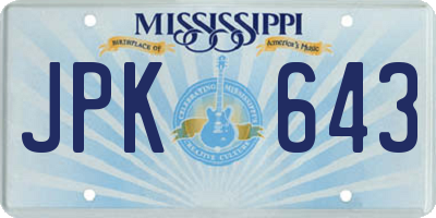 MS license plate JPK643