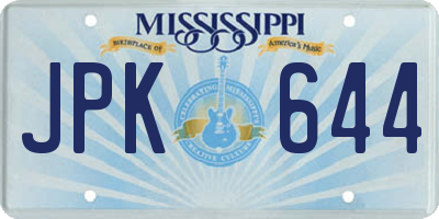 MS license plate JPK644