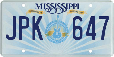 MS license plate JPK647