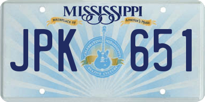 MS license plate JPK651