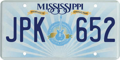 MS license plate JPK652