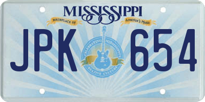 MS license plate JPK654