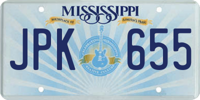 MS license plate JPK655