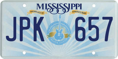 MS license plate JPK657