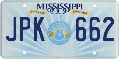 MS license plate JPK662