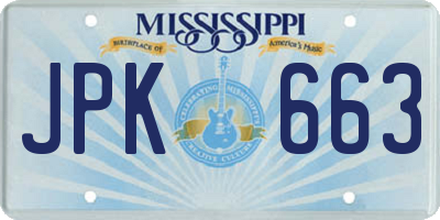 MS license plate JPK663