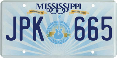 MS license plate JPK665
