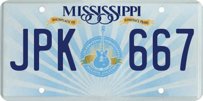 MS license plate JPK667