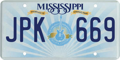 MS license plate JPK669