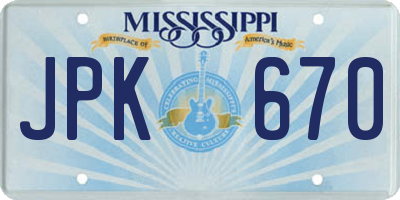 MS license plate JPK670