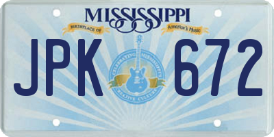 MS license plate JPK672