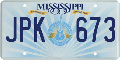 MS license plate JPK673