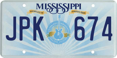 MS license plate JPK674