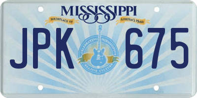 MS license plate JPK675