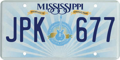 MS license plate JPK677