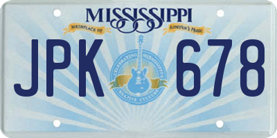 MS license plate JPK678