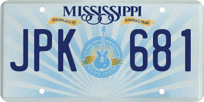 MS license plate JPK681