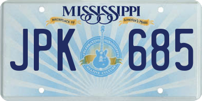 MS license plate JPK685