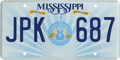 MS license plate JPK687