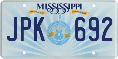 MS license plate JPK692