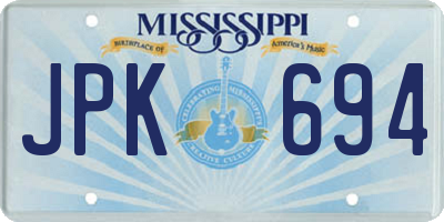 MS license plate JPK694
