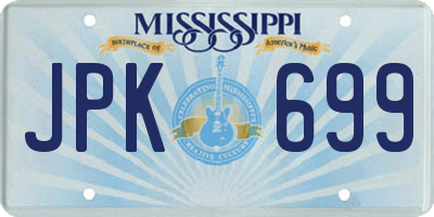 MS license plate JPK699
