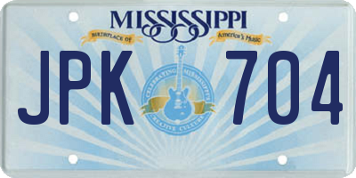 MS license plate JPK704