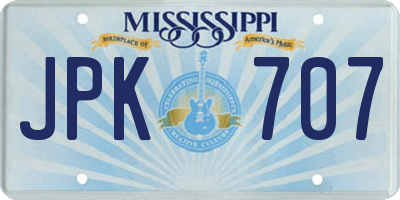 MS license plate JPK707